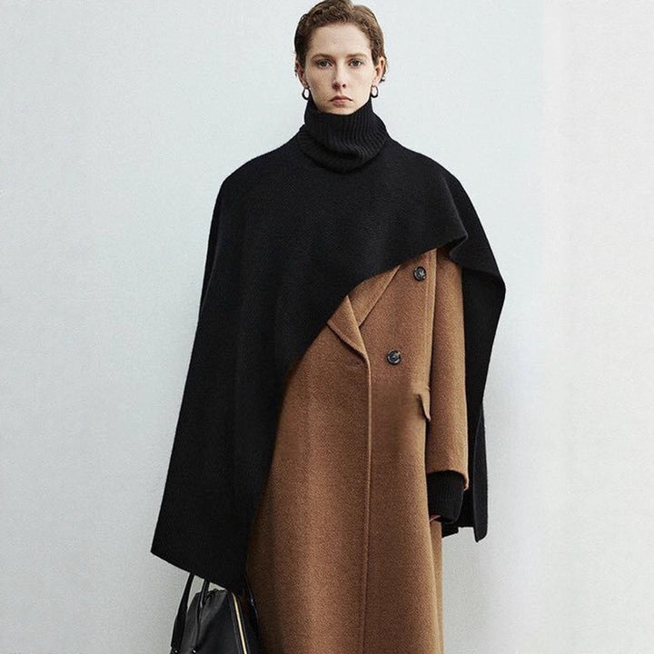 Damen eleganter und moderner Poncho mit extragroßen Kragen Drune