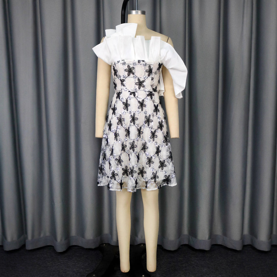 Damen Cocktailkleid mit asymmetrischem Schnitt und floralem Design Drune