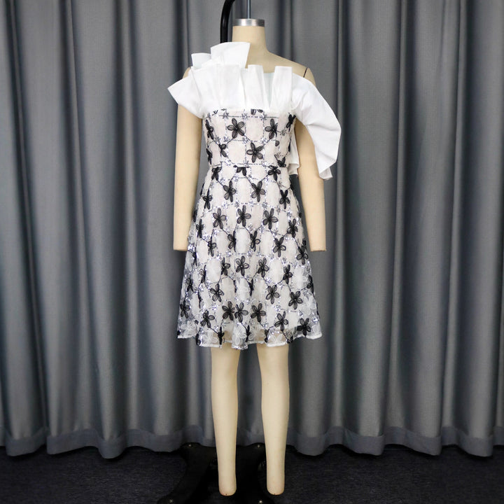 Damen Cocktailkleid mit asymmetrischem Schnitt und floralem Design Drune