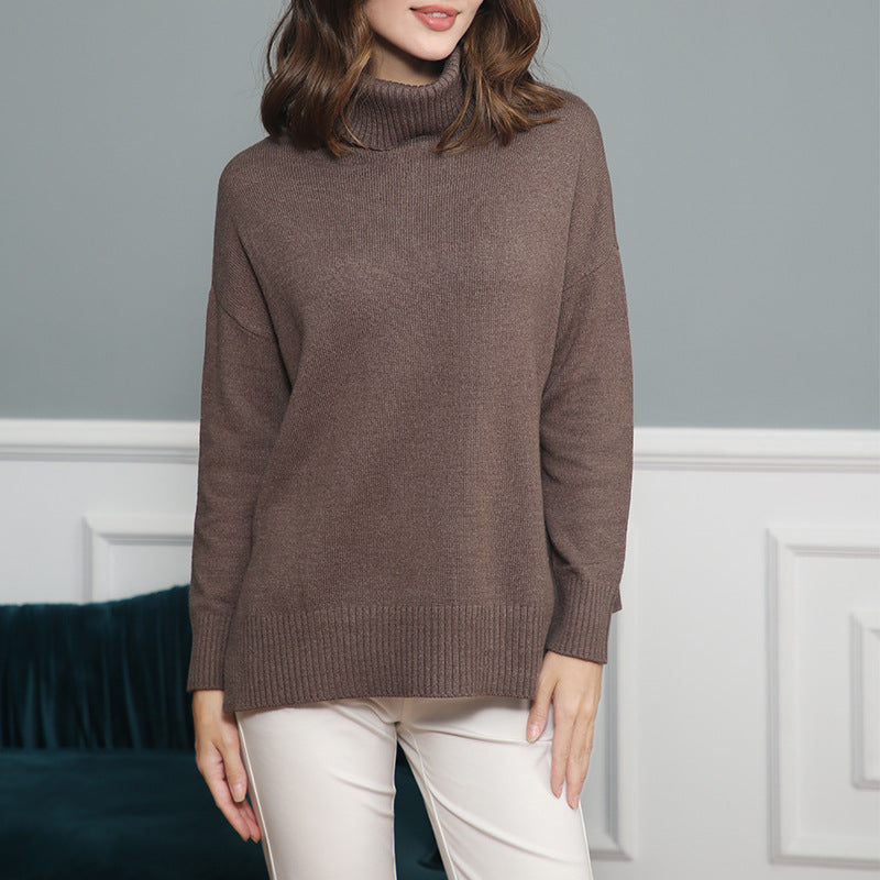Damen gemütlicher Pullover mit Stehkragen und weitem Schnitt Drune