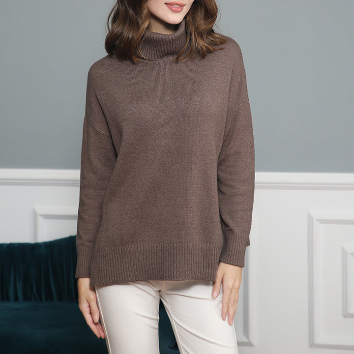 Damen gemütlicher Pullover mit Stehkragen und weitem Schnitt Drune