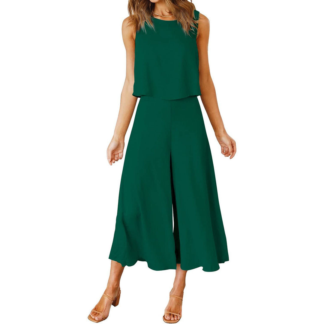 Damen Luftiger Jumpsuit mit schwingendem Bein und ärmellosem Design Drune
