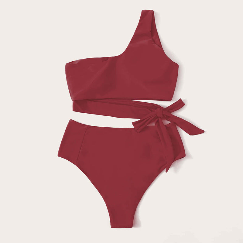 Damen Einseitiger Hochgeschnittener Bikini-Set Drune