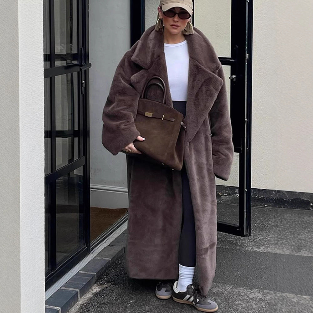 Damen Oversized Kunstfellmantel Drune