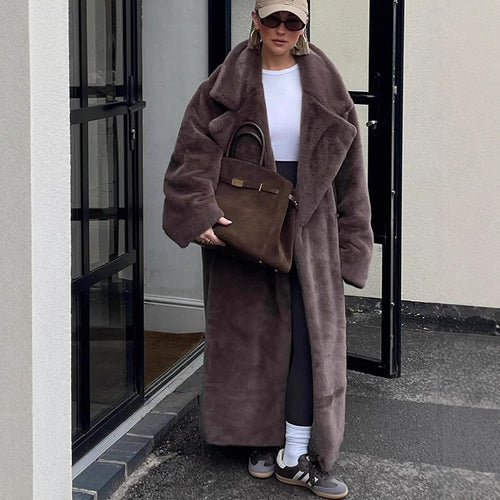 Damen Oversized Kunstfellmantel Drune