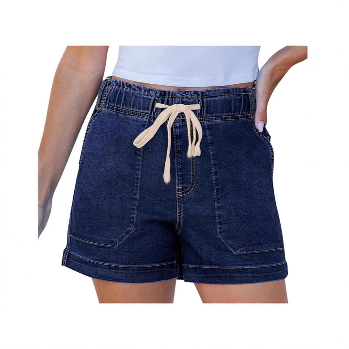 Damen bequeme Denim-Shorts mit Gummizug und praktischen Taschen Drune