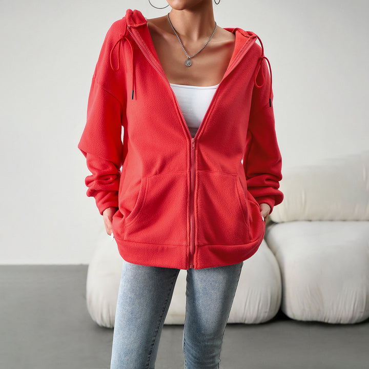 Damen Fleecejacke mit praktischen Taschen und verstellbarem Kapuzenzug Drune