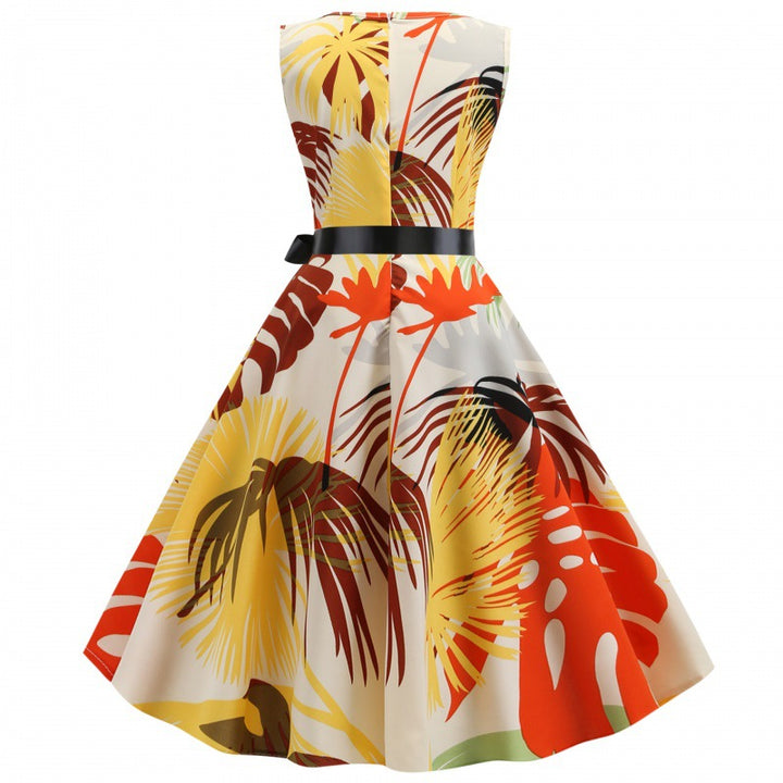 Damen Swingkleid mit floralem Muster und taillierter Silhouette Drune