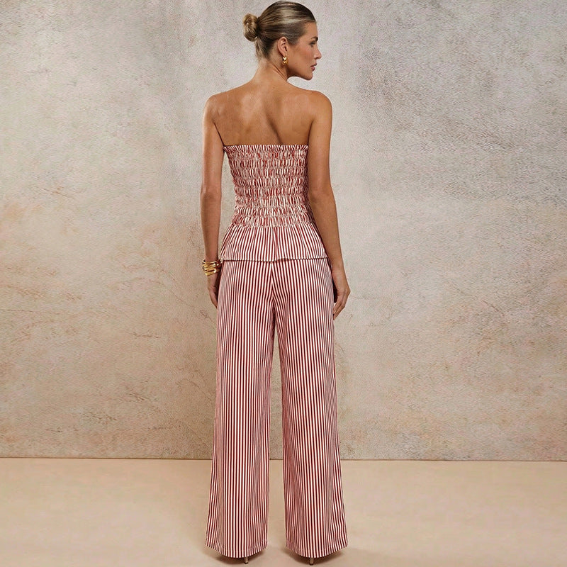 Damen Peplum-Hosenanzug mit eleganter Rippstruktur Drune