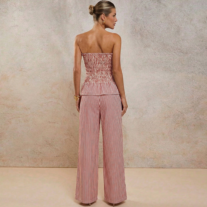 Damen Peplum-Hosenanzug mit eleganter Rippstruktur Drune