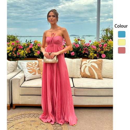 Damen Maxikleid mit gerafftem Oberteil und luftigem Rock Drune