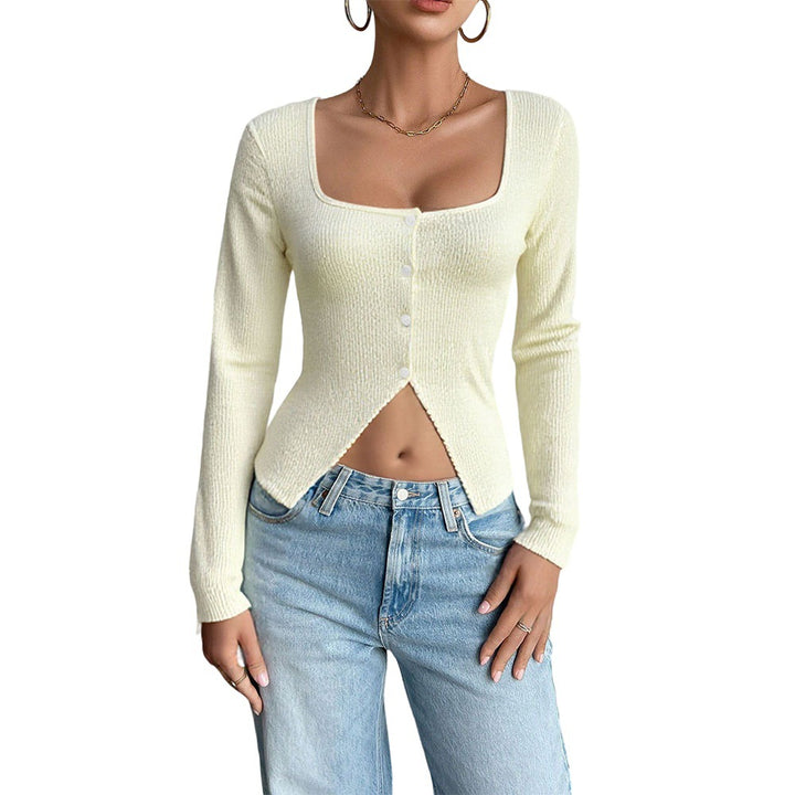 Damen Langarm-Cardigan mit lässigem Schnitt und dekorativen Knöpfen Drune