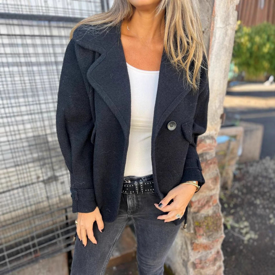 Damen gemütliche Oversized Wolljacke Drune