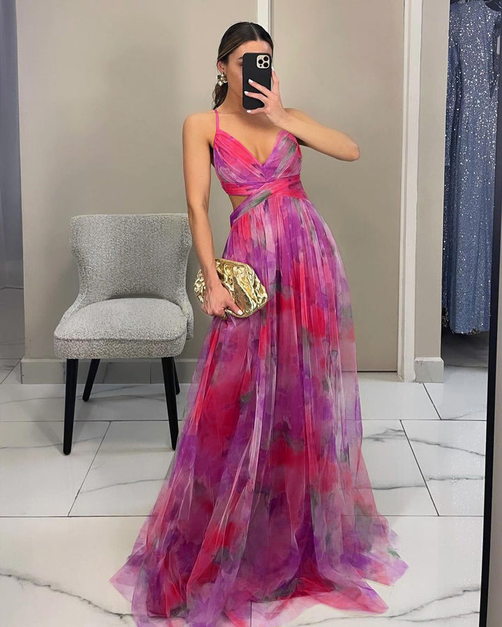Damen Elegantes und florales Abendkleid mit schmeichelndem Schnitt Drune