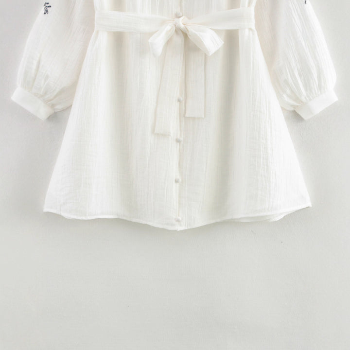 Damen elegante Bluse mit floralem Stickereidetail Drune