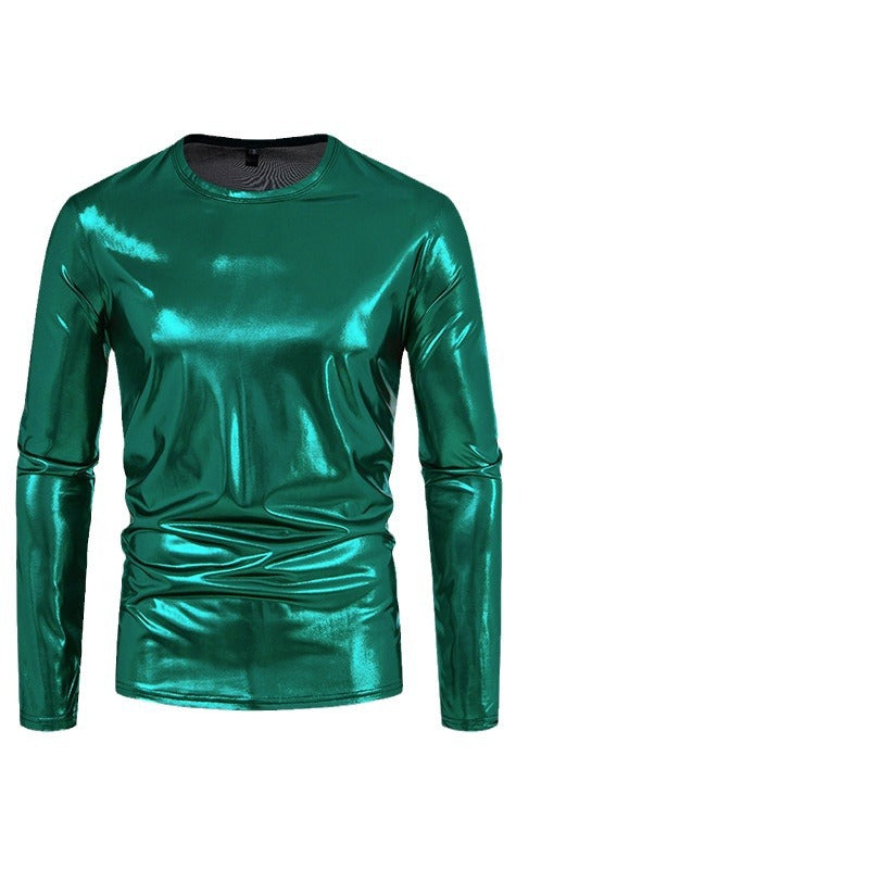 Herren stylisches Langarmshirt aus glänzendem Material Drune