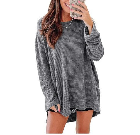 Damen Bequem Überdimensionierter Texturierter Pullover Sweater Drune