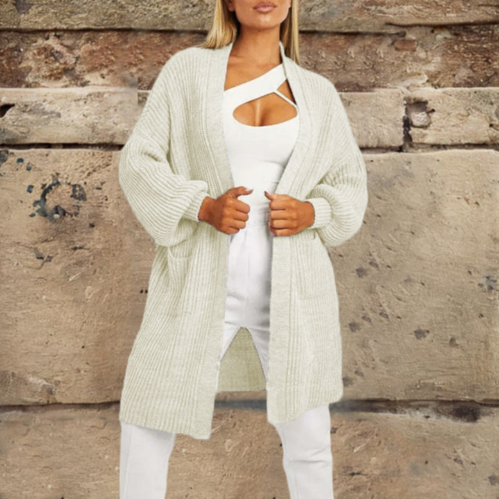 Damen Strickcardigan mit tiefem Schnitt und praktischen Taschen Drune