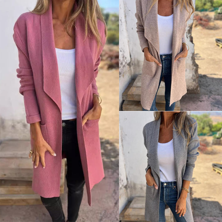 Damen offen fallender Strickmantel mit eleganter Silhouette Drune