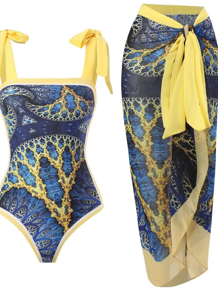 Damen Einteiler Badeanzug mit asymmetrischem Schnitt und eleganter Palazzo-Hose Drune