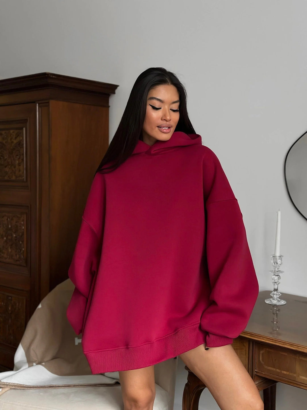 Damen Oversized Kapuzenpullover Drune