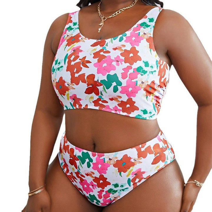 Damen-Bikini-Set mit floralem Oberteil und hochgeschnittenem Slip Drune