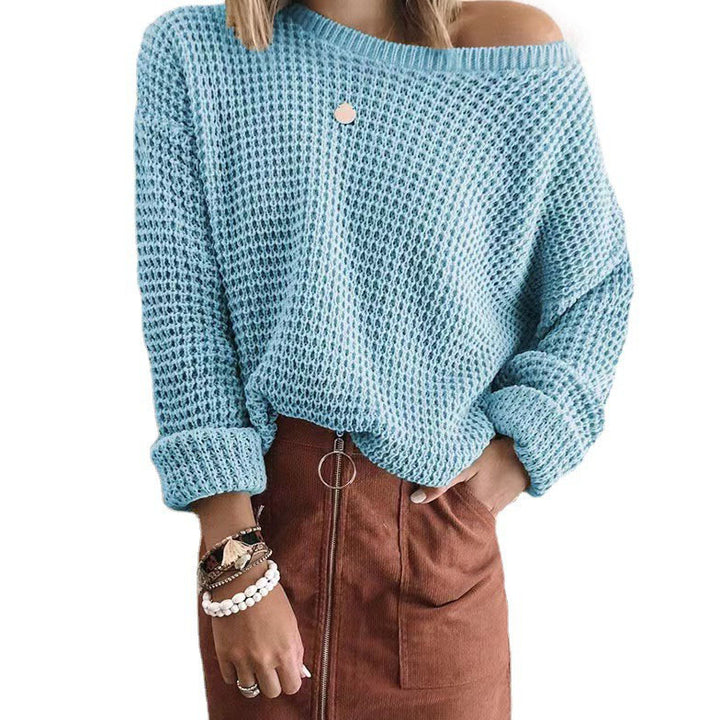 Damen Strickpullover im lässigen Oversize-Style mit schulterfreiem Design Drune