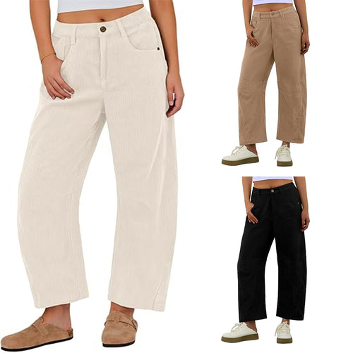 Damen Weite Cordhose mit seitlichen Eingrifftaschen Drune
