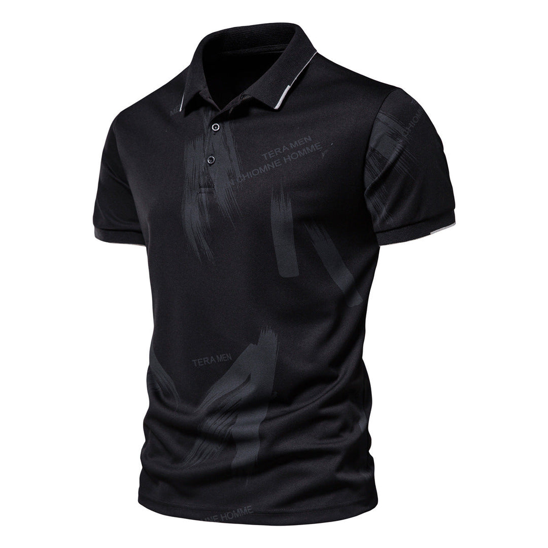 Herren Polo-Shirt mit modernem Grafikdesign und atmungsaktiver Baumwollmischung Drune