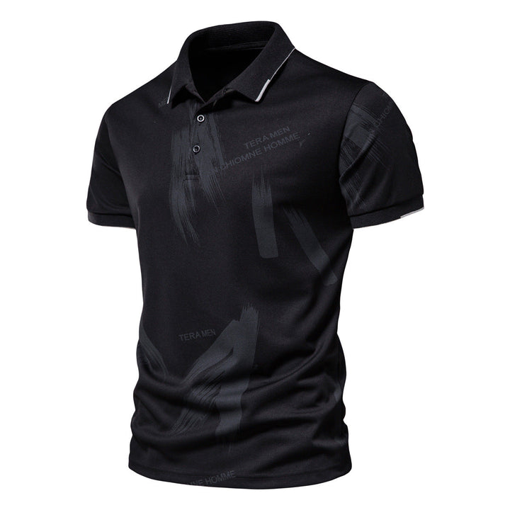 Herren Polo-Shirt mit modernem Grafikdesign und atmungsaktiver Baumwollmischung Drune