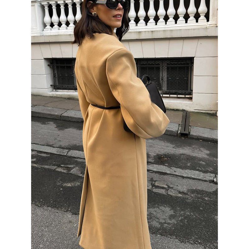 Damen eleganter Wollmantel im modernen Retro-Design Drune
