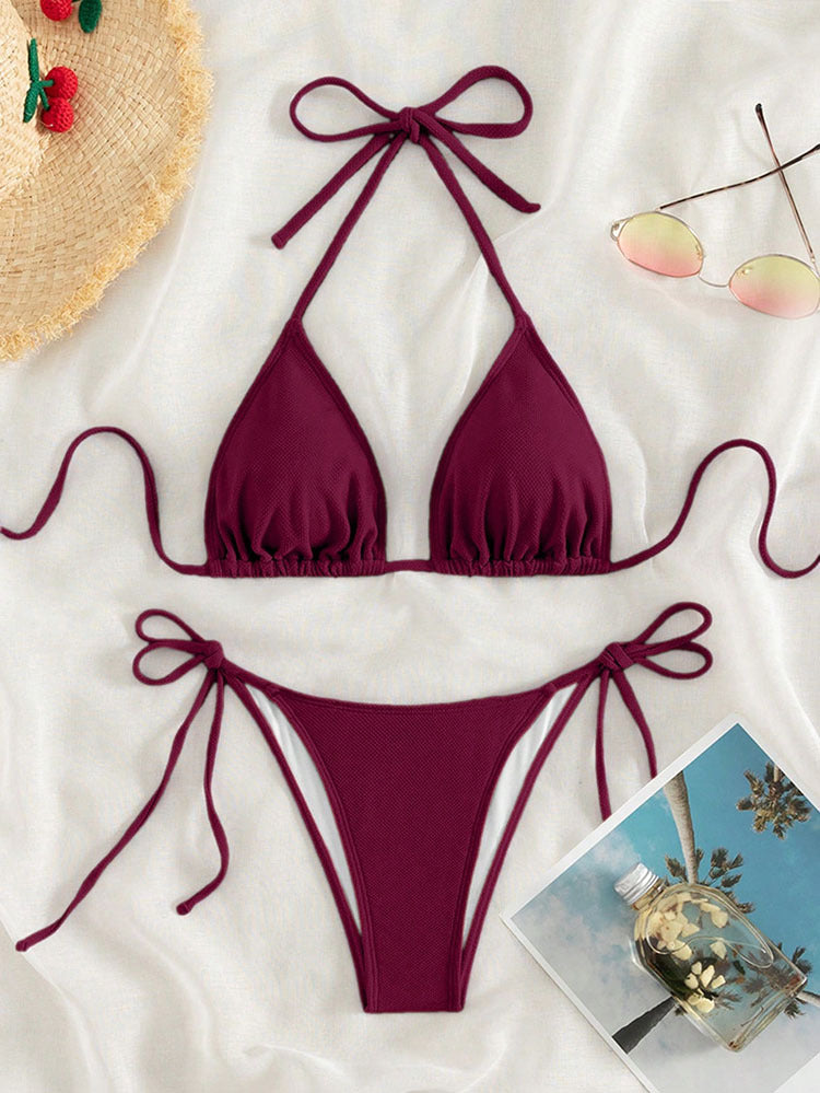 Damen Triangel-Bikini mit verstellbaren Trägern und Seitenbindebändern Drune