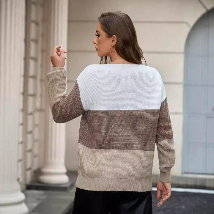 Damen lässiger Pullover mit trendigem Farbblock-Design Drune