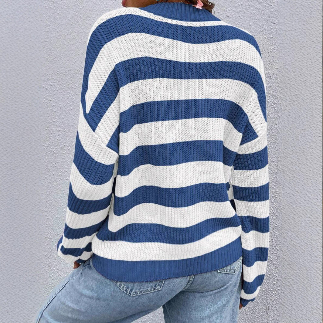 Damen Lässiger Strickpullover mit modernen Streifen in Strukturwaren Drune