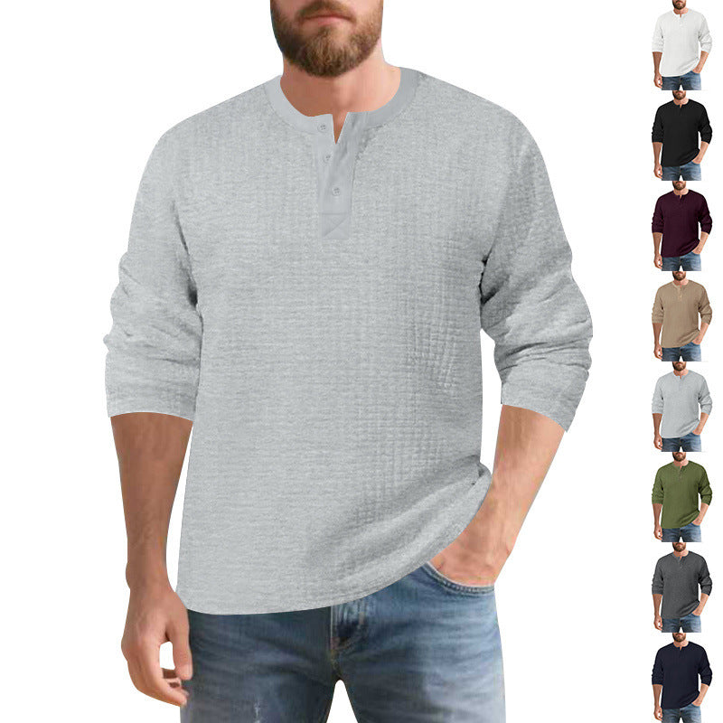 Herren Elegantes Langarmshirt mit Knopfleiste und strukturiertem Stoff Drune