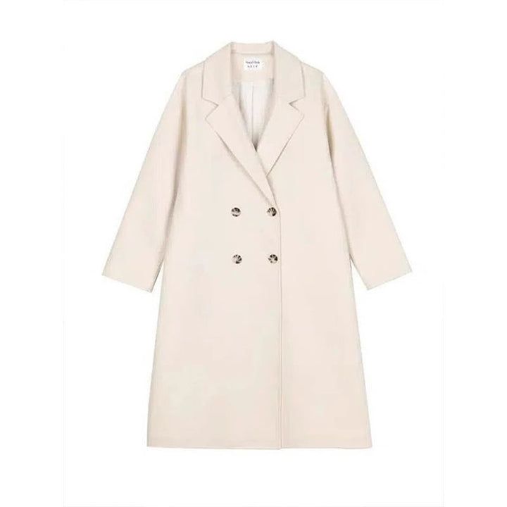 Damen Eleganter und weicher Wollmantel mit doppelter Knopfleiste Drune