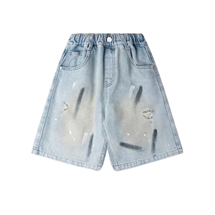 Unisex lockere Denim-Shorts mit einzigartigem Wasch- und Abriebstil Drune