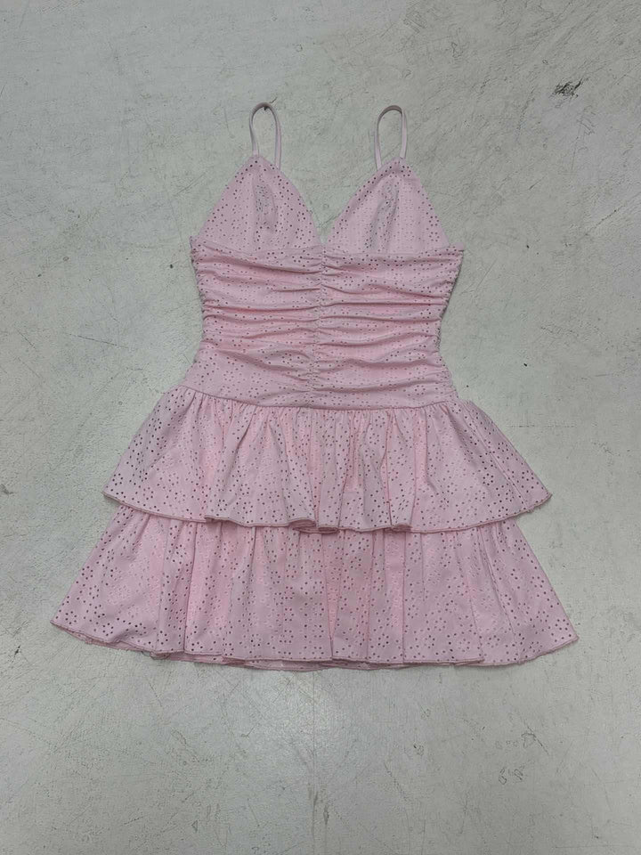 Damen Mini-Kleid mit voluminösem Rüschensaum und feinen Spitzendetails Drune
