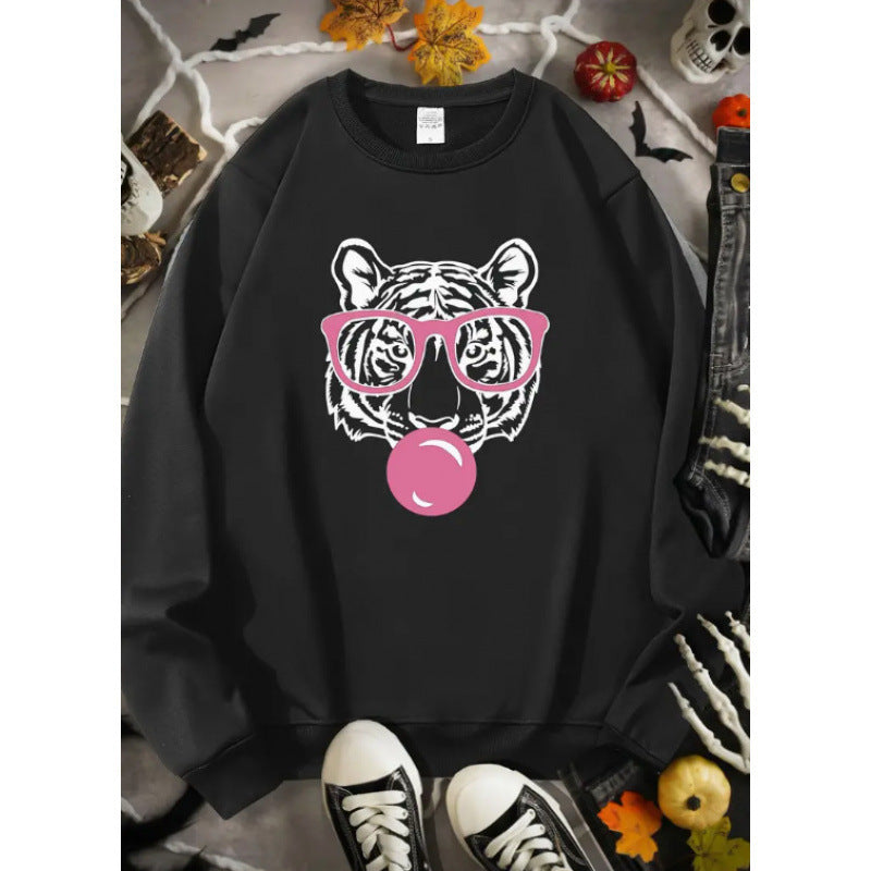 Damen Sweatshirt mit kreativem Tiger-Grafikdesign Drune
