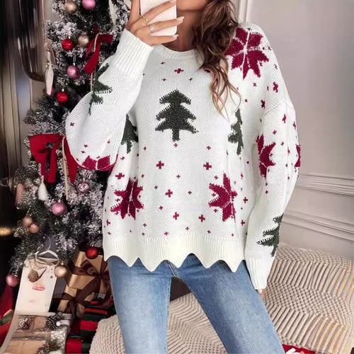 Damen Strickpullover mit festlichem Weihnachtsdesign und skandinavischen Motiven Drune