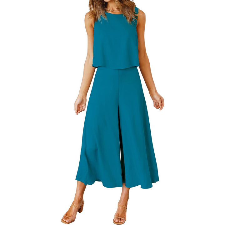 Damen Luftiger Jumpsuit mit schwingendem Bein und ärmellosem Design Drune