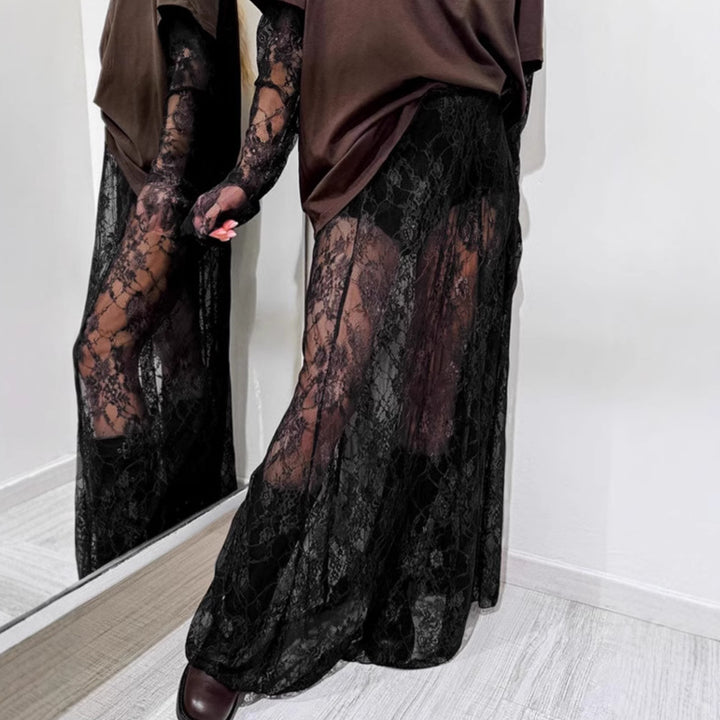Damen Transparente Spitzenrock Drune
