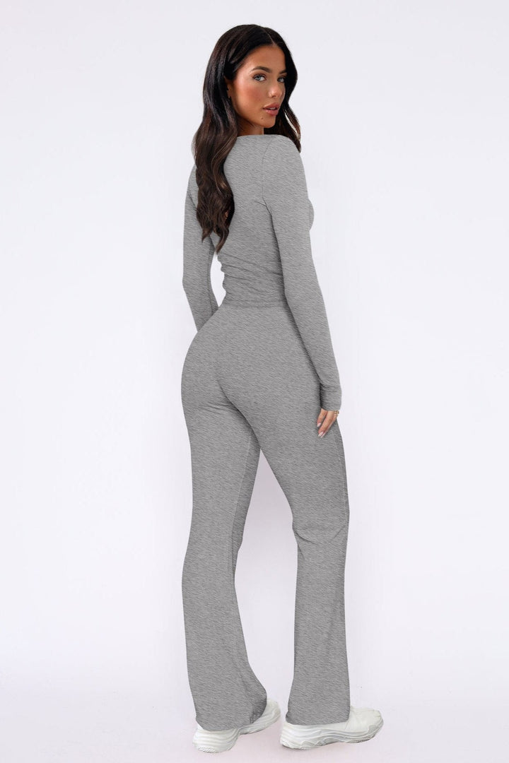 Drune | Damen Loungewear Satz mit Schlaghose und Crop Top