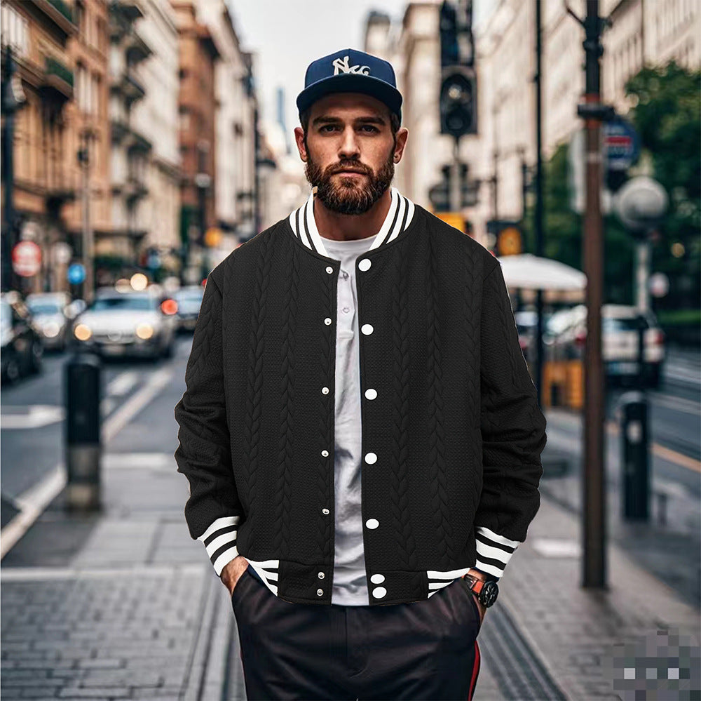 Herren Sportswear-Bomberjacke mit strukturiertem Design und Kontraststreifen Drune
