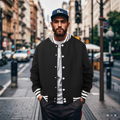 Herren Sportswear-Bomberjacke mit strukturiertem Design und Kontraststreifen Drune