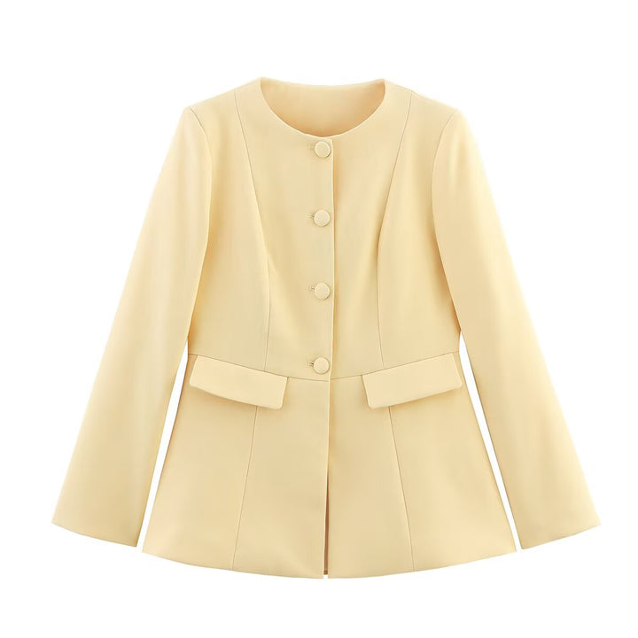 Damen taillierte Blazerjacke mit eleganten Knopfdetails Drune