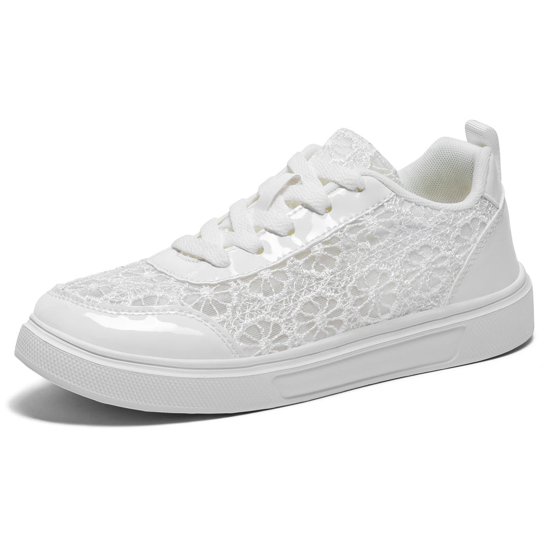 Damen nan eleganter Plateau-Sneaker mit Spitzen-Overlay, lackierten Overlays und gepolstertem Komfortfußbett Drune