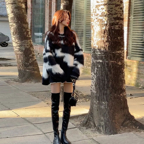 Damen Oversized Pullover mit moderne Musterstruktur und lässigem Schnitt Drune