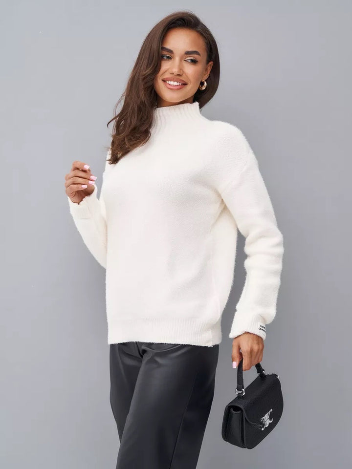 Damen Modischer Pullover mit hohem Kragen und strukturiertem Strick Drune