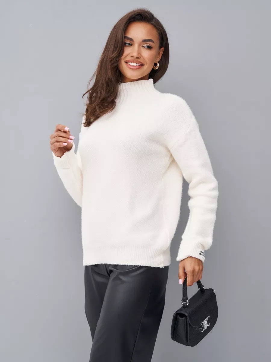 Damen Strickpullover mit Stehkragen Drune